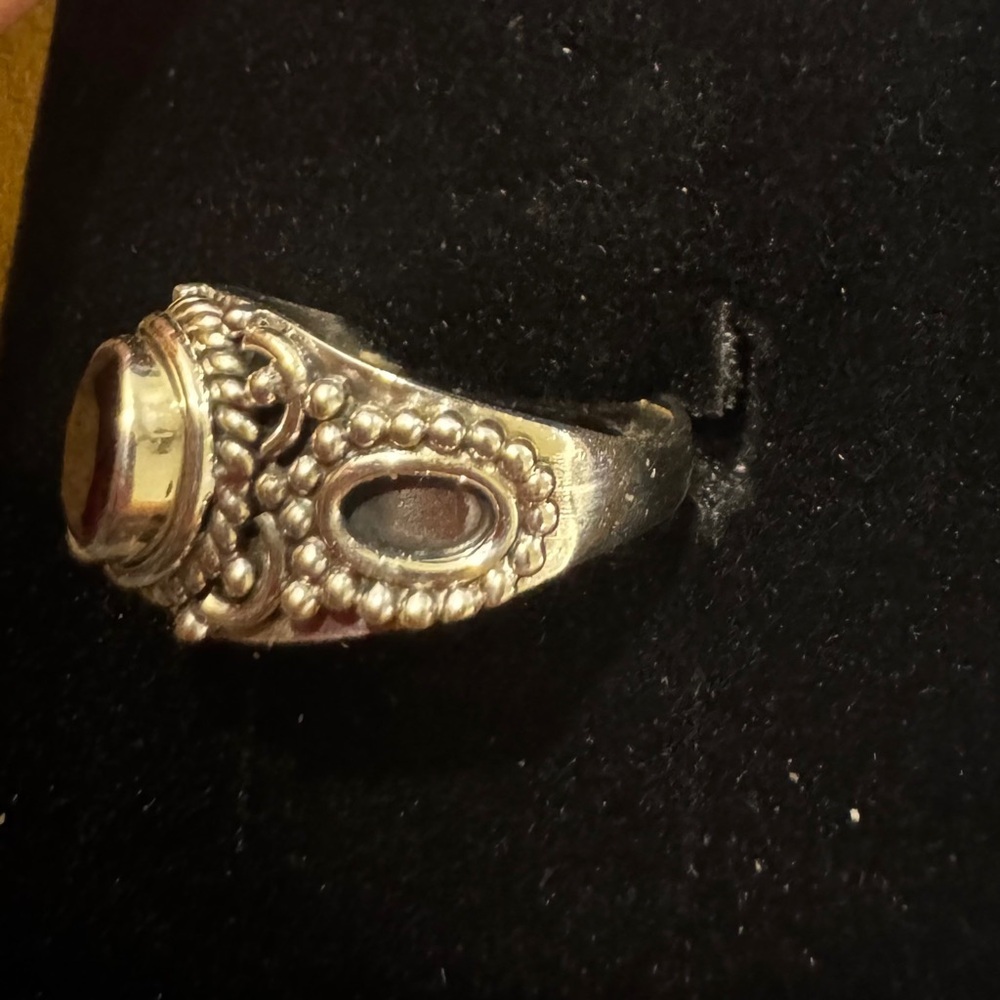 NEW Sterling Silver 925 Garnet Ring Size 8 – Bali Style Statement Ring - Picture 3 of 9